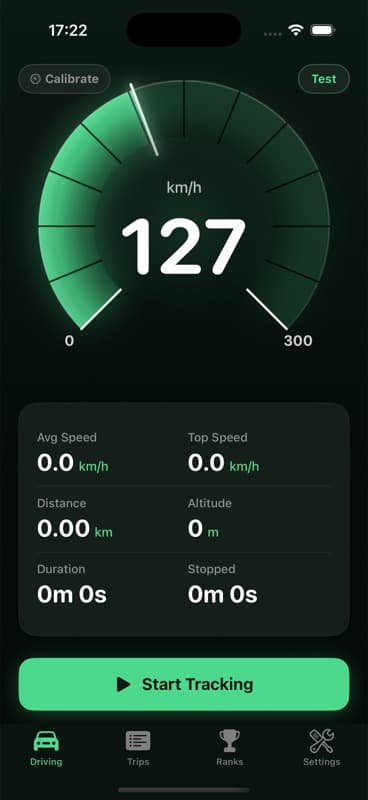 Revmax speedometer showing 127 km/h